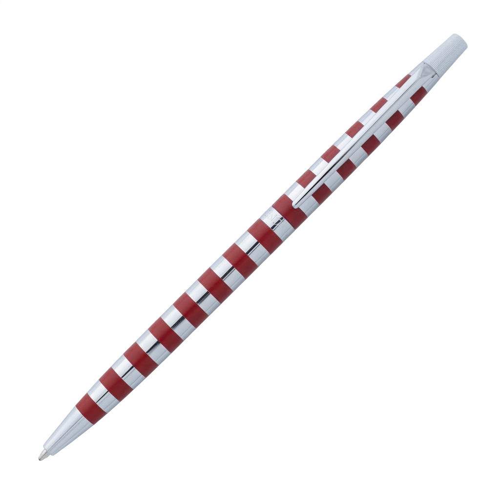 Stylo bille Enzo Varini Slim rouge rayé et chrome, référence SE865133