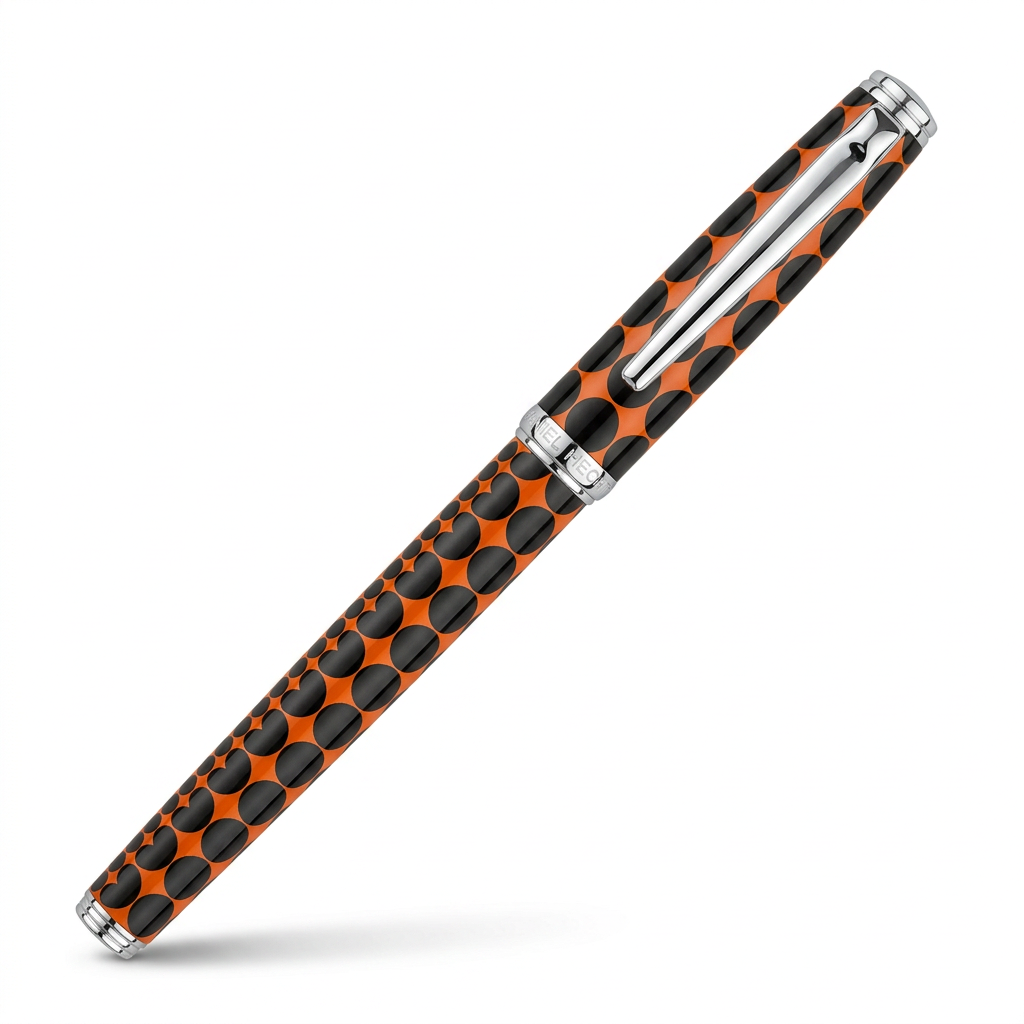 Feutre à cartouches d’encre Hechter Paris Challenger orange noir SD247233A fermé à 45 degrés sur fond blanc