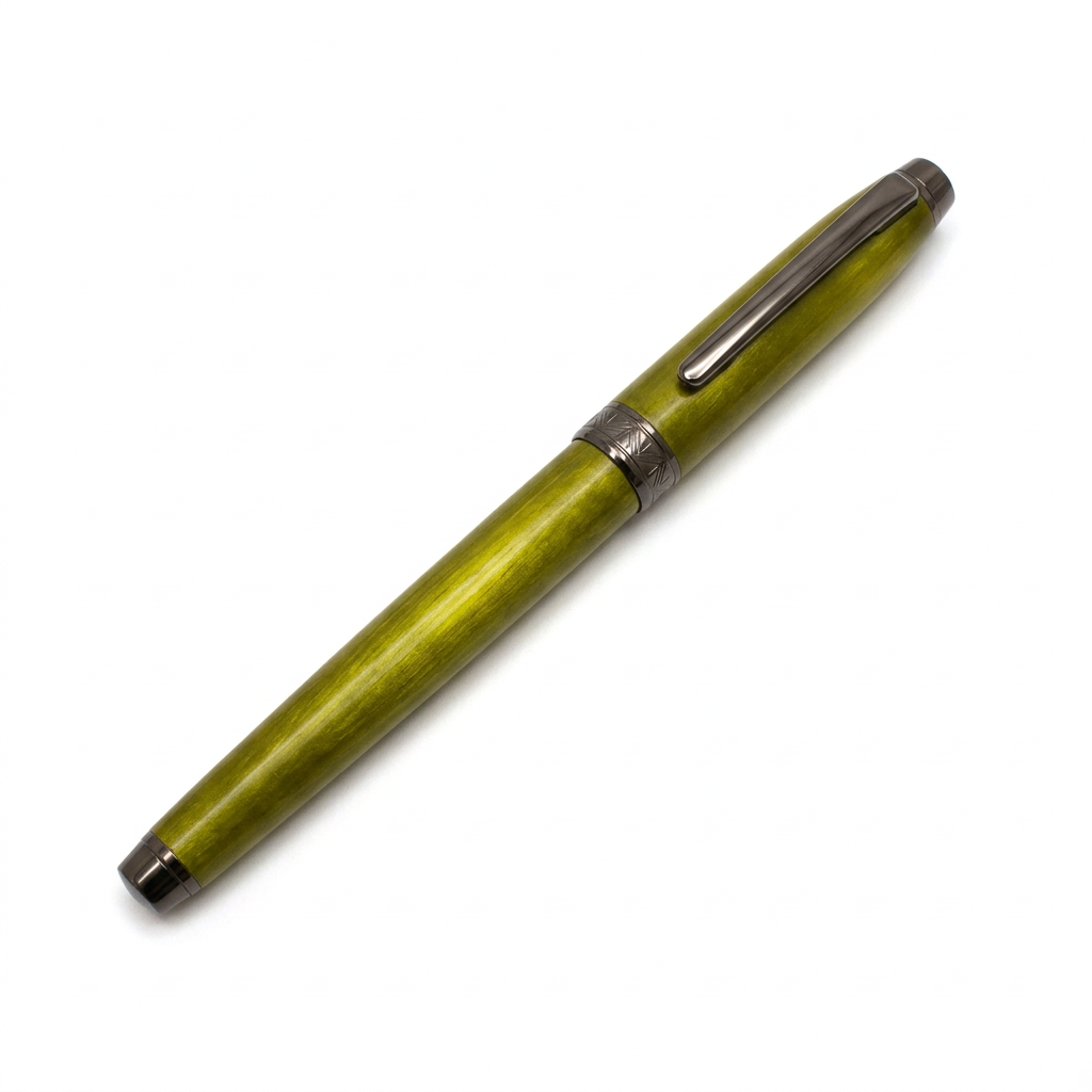 Stylo plume Enzo Varini Taormina XL irisé jaune citron fermé sur fond blanc