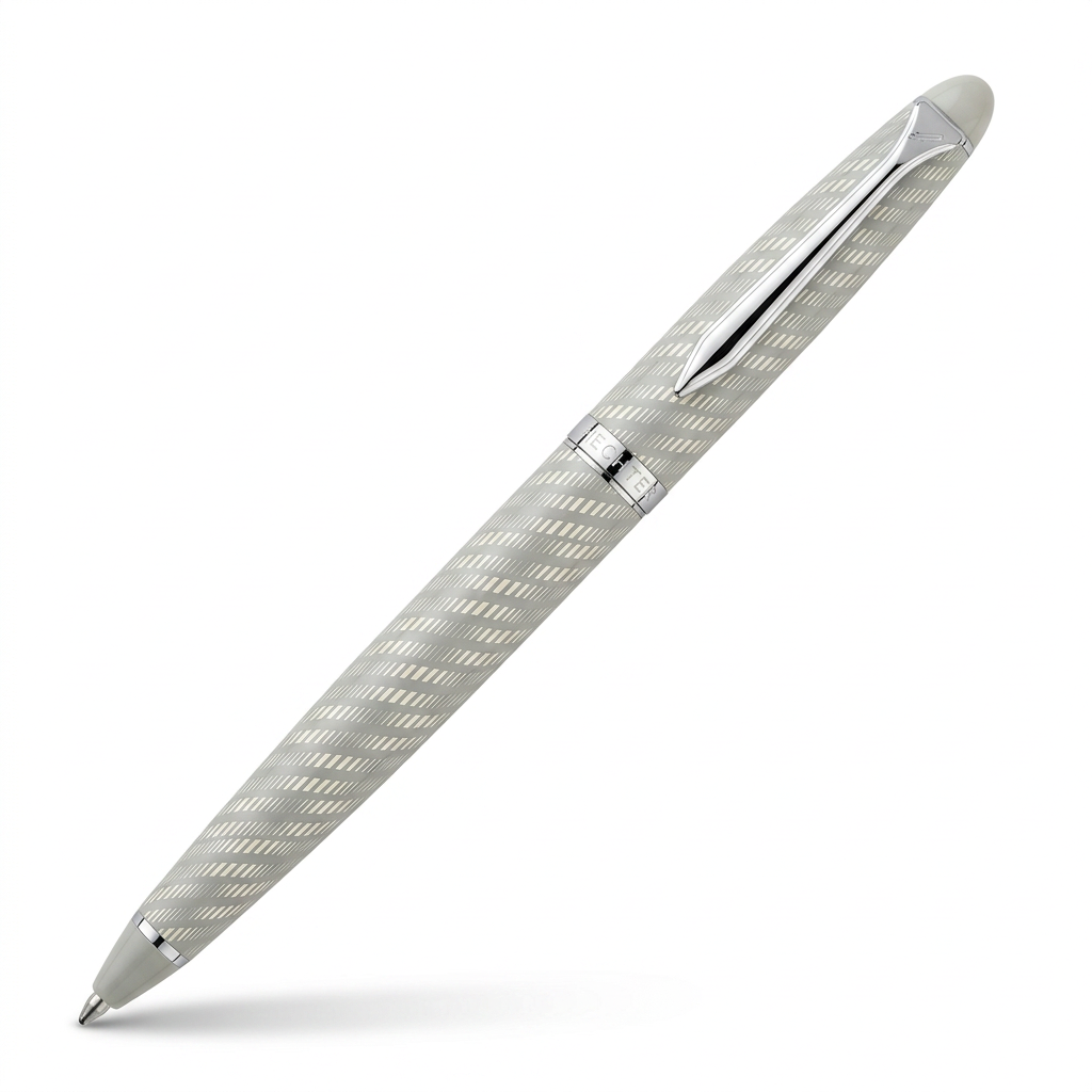 Stylo bille Hechter Paris ALLIANCE argenté SD183017A à 45 degrés sur fond blanc