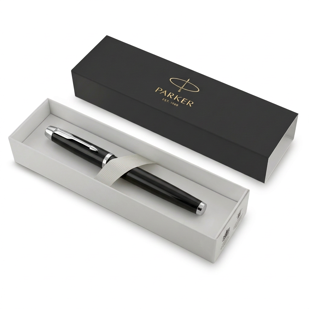 Parker IM Noir à attributs chromés – Stylo plume M avec écrin