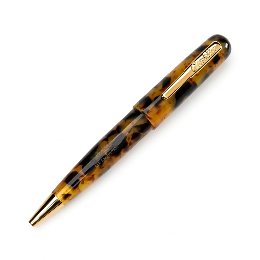 Stylo bille Conklin Tortoiseshell sur fond extra blanc