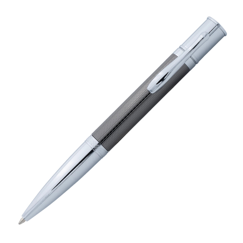 Un stylo bille Monteverde Jewelria Executive, incliné à 45 degrés, est présenté sur un fond blanc. Le stylo bille se distingue par son design élégant et raffiné, avec une finition soignée qui reflète le luxe de la collection Jewelria Executive.