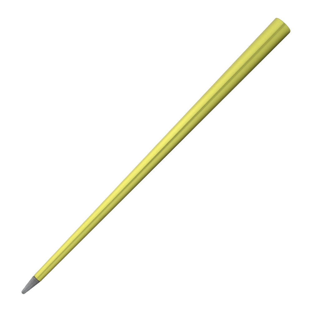 Stylo Forever Prima en jaune citron acide incliné à 45 degrés sur un fond blanc, mettant en avant sa finition vive en jaune. Ce stylo combine un design moderne et audacieux avec une technologie d'écriture sans encre, offrant une expérience d'écriture fluide et dynamique avec une touche de couleur éclatante.