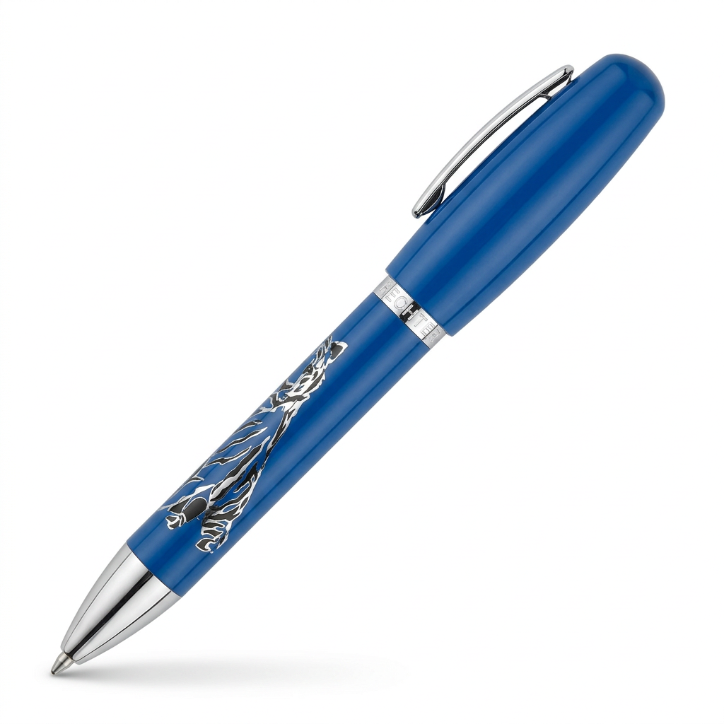 Around bleu motif tigre, vue de profil à 45° avec agrafe sur le côté
