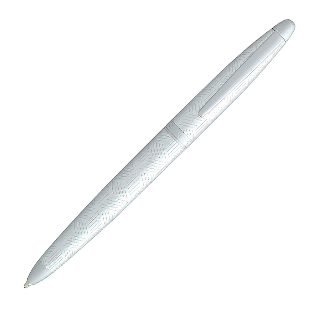 Stylo bille Hechter Paris Alliance Géométrie Silver, présenté à 45°, sur fond blanc.