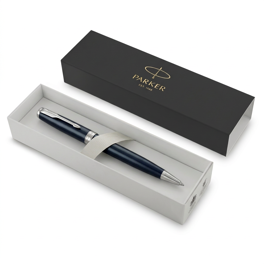 Parker Sonnet Slim bleu foncé métallisé dans son écrin Parker