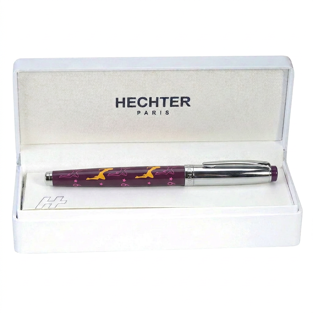 Roller Hechter Paris HELIOS Women violet chromé SD100135A dans un écrin blanc ouvert