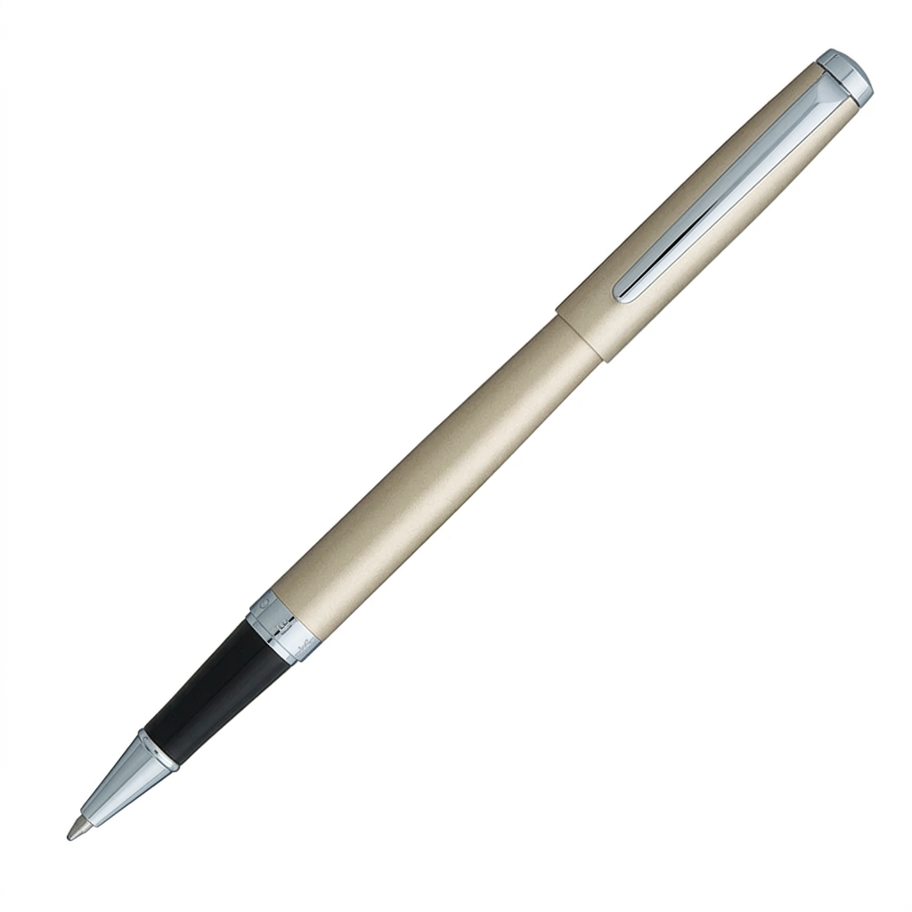 Stylo roller Hechter Paris Avenue Hoche Basic champagne SD183002A ouvert sur fond blanc