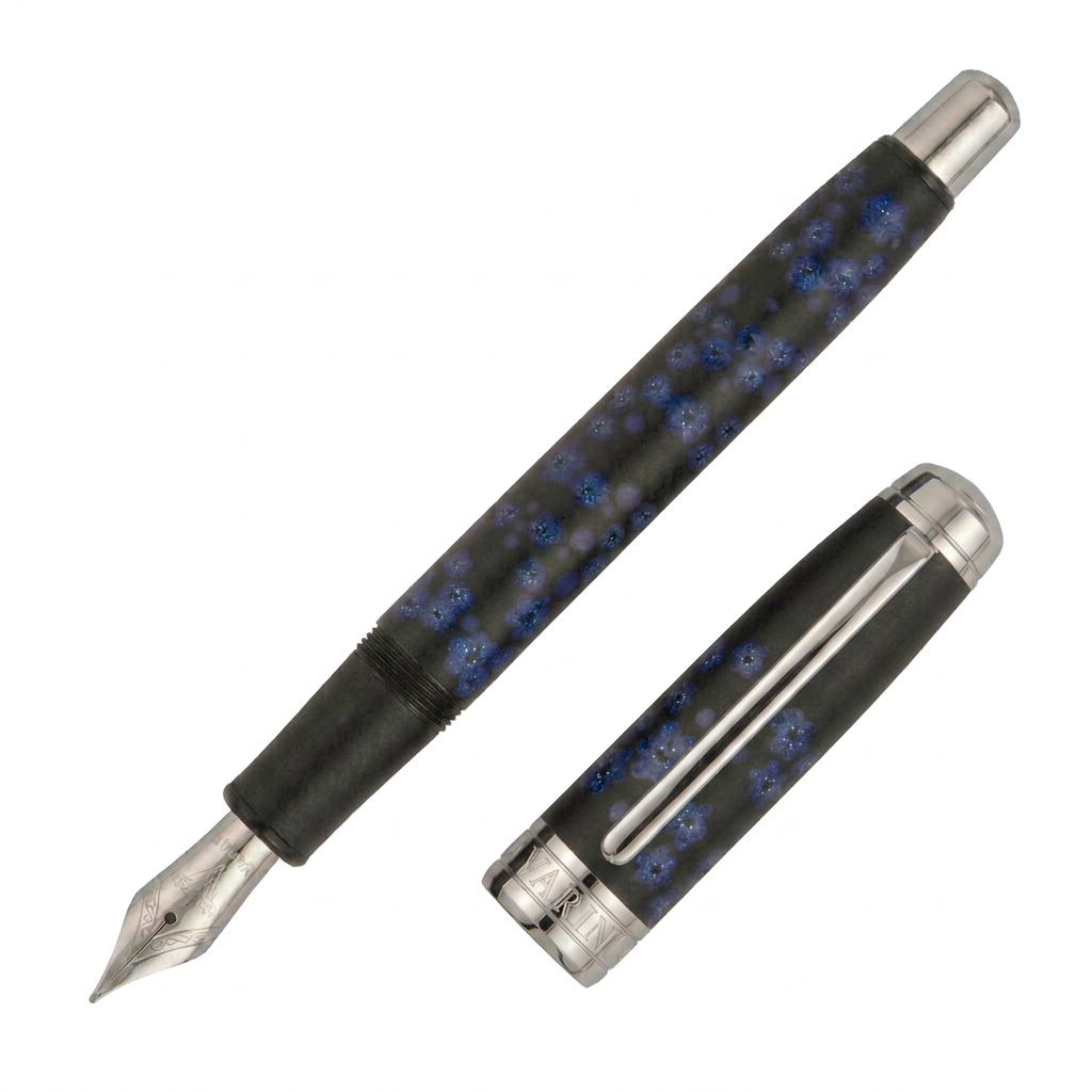 Enzo Varini Stylo Plume Mini Taormina Flowers Bleu et Noir