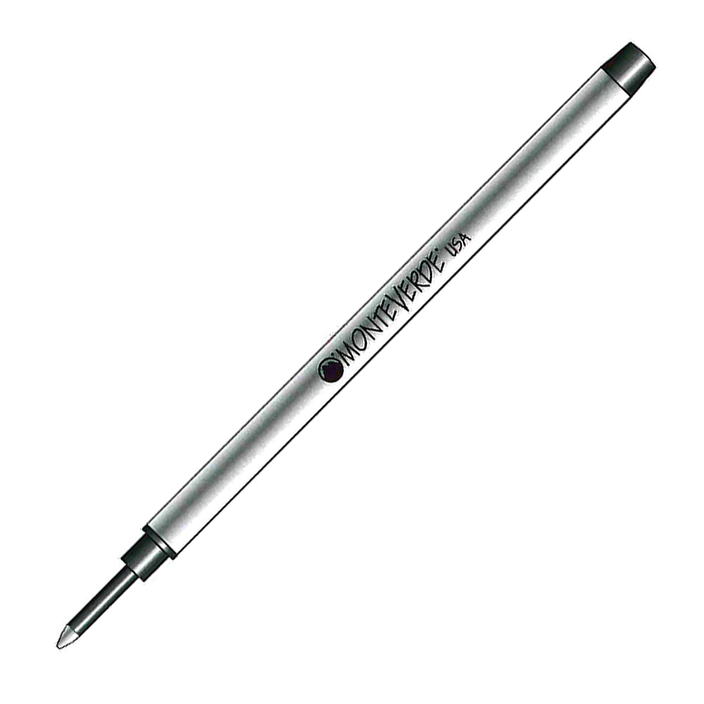 Recharge Monteverde compatible pour stylo roller S.T. Dupont Noir Fine (une recharge), présentée à 45° sur fond blanc.