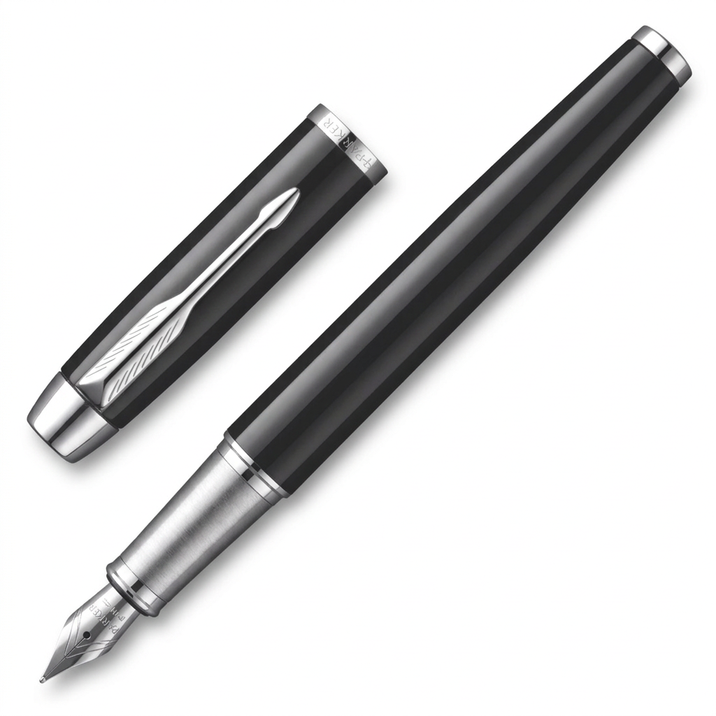 Parker IM Noir à attributs chromés – Stylo plume M avec écrin