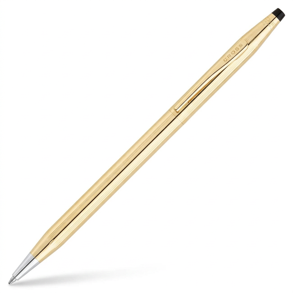Stylo bille Cross Classic Century or laminé 14K or jaune, à 45°, pointe en bas à gauche