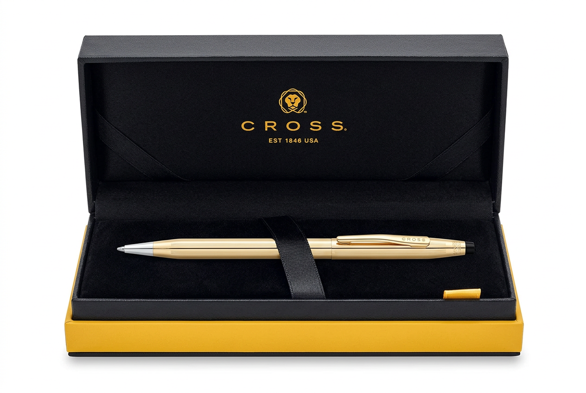 Stylo bille Cross Classic Century or laminé 14K or jaune dans son coffret Cross