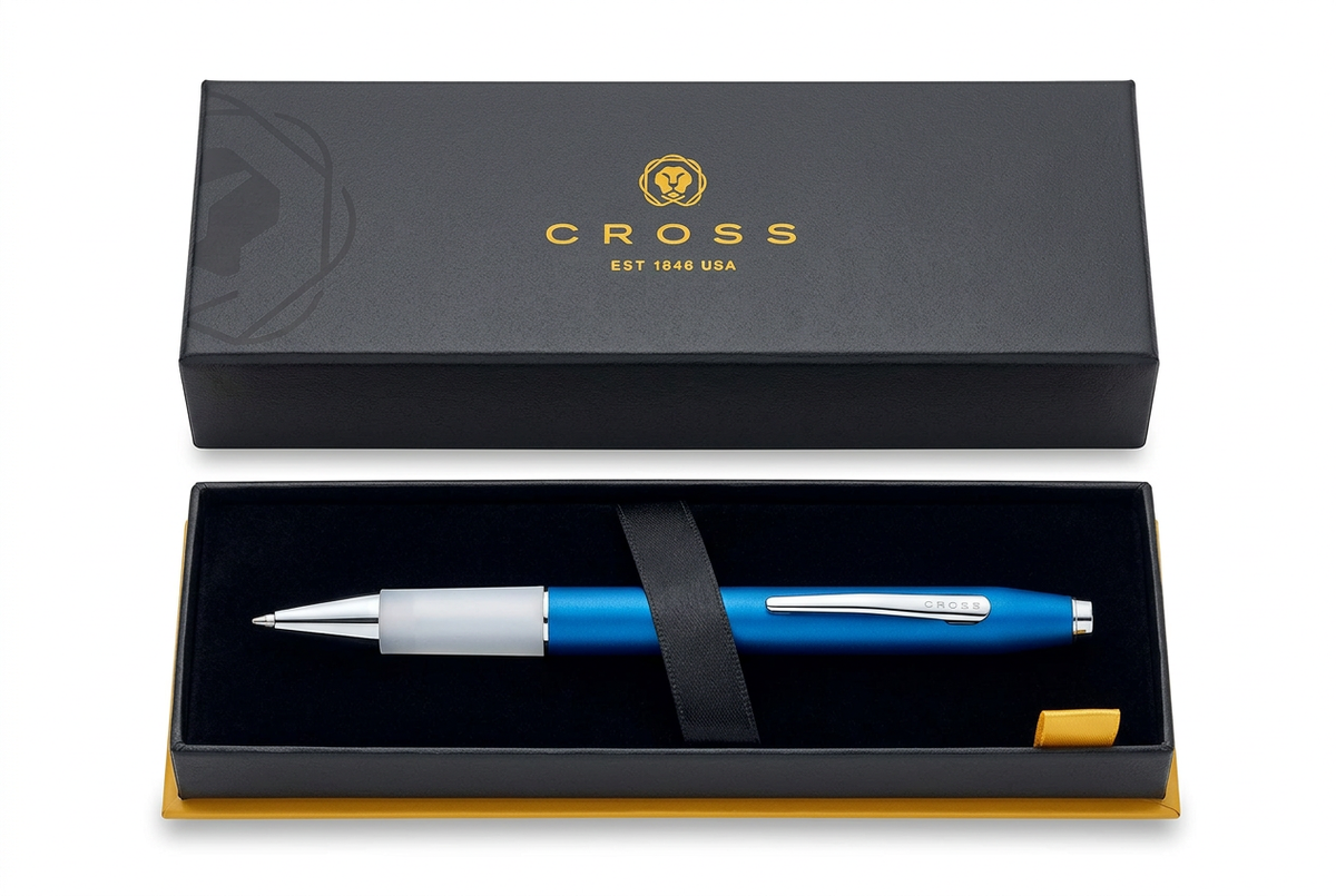 Stylo bille Cross Easy Writer bleu métallique dans son coffret Cross