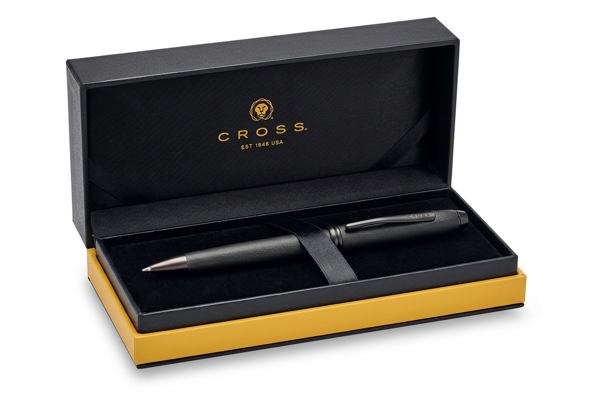 Stylo bille Cross Townsend noir mat PVD dans son coffret Cross