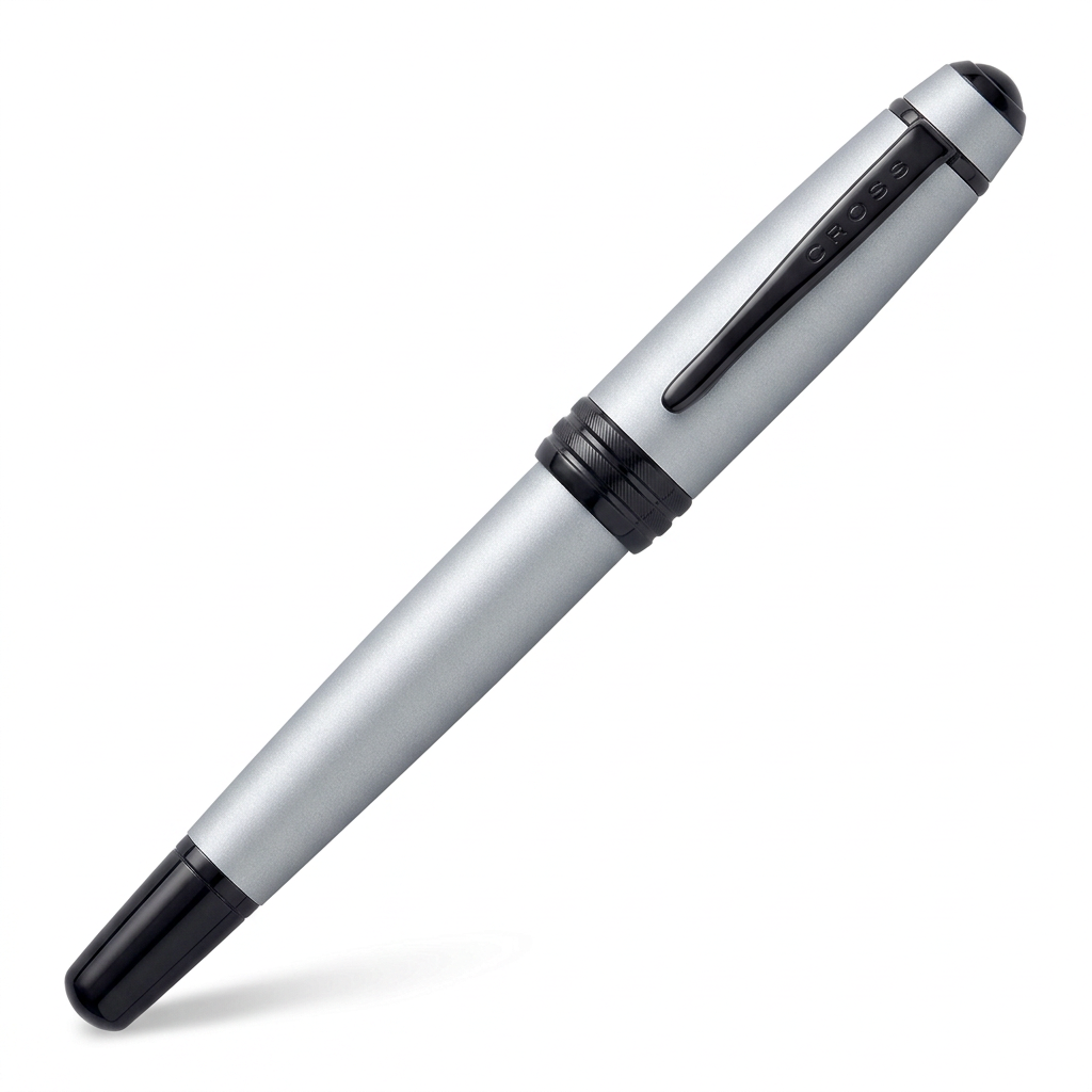 Vue fermée du stylo plume Cross Bailey gris à 45°